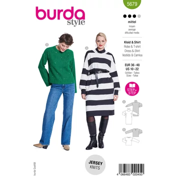 Burda szabásminta – női ruha és pulóver (5679)